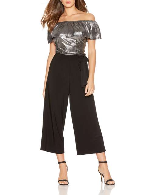 **Quiz Bardot Frill Culotte Jumpsuit